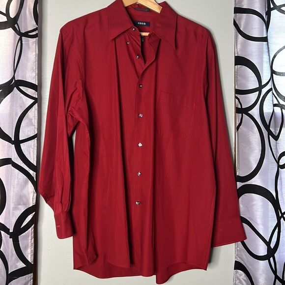 Izod silky poplin, long sleeve button down shirt, size extra-large - Picture 6 of 12